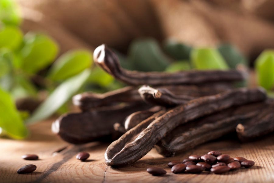carob dry pods and locust beans at Creta Carob